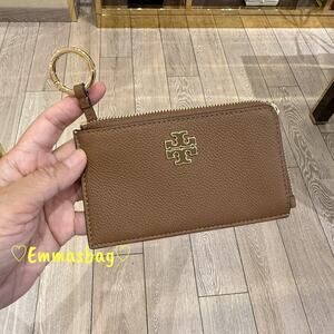 Tory Burch Britten Zip Card Case Pebbled Leather 175815 $150